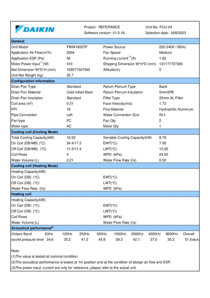 FWW1600TF software selection sheet preview