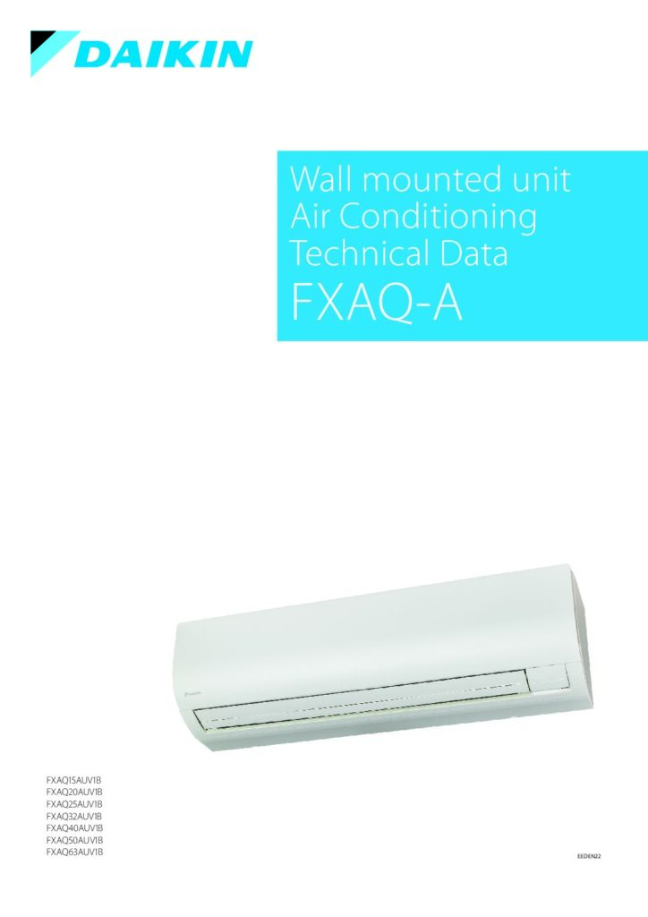 Daikin FXAQ-A wall-mounted unit technical databook cover