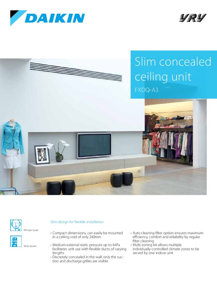 Daikin FXDQ-A3 slim concealed indoor unit catalogue cover