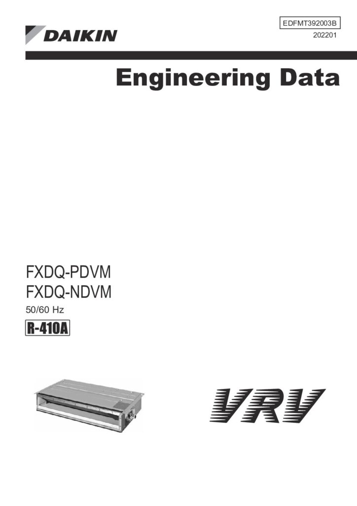 Daikin FXDQ-PDVM and FXDQ-NDVM slim ducted technical databook cover