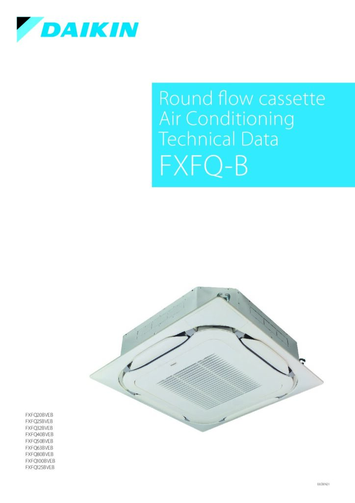 Daikin FXFQ-B BVEB round-flow cassette technical databook cover