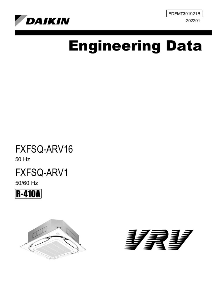 Daikin FXFSQ-ARV1 round-flow cassette technical databook cover