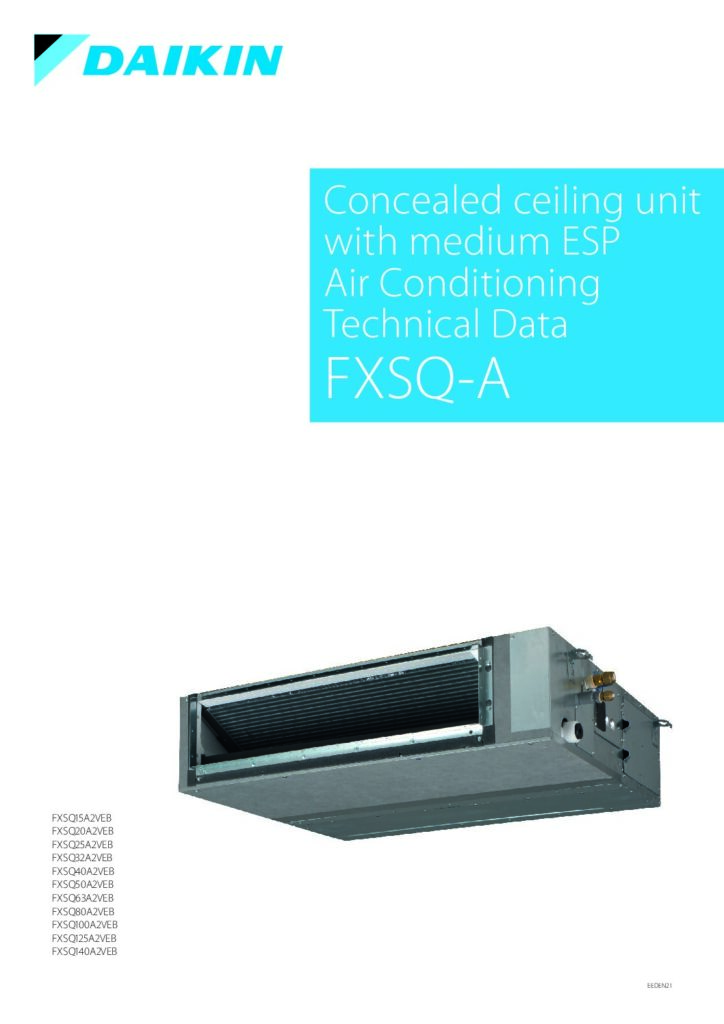 Daikin FXSQ-A slim concealed unit technical databook cover