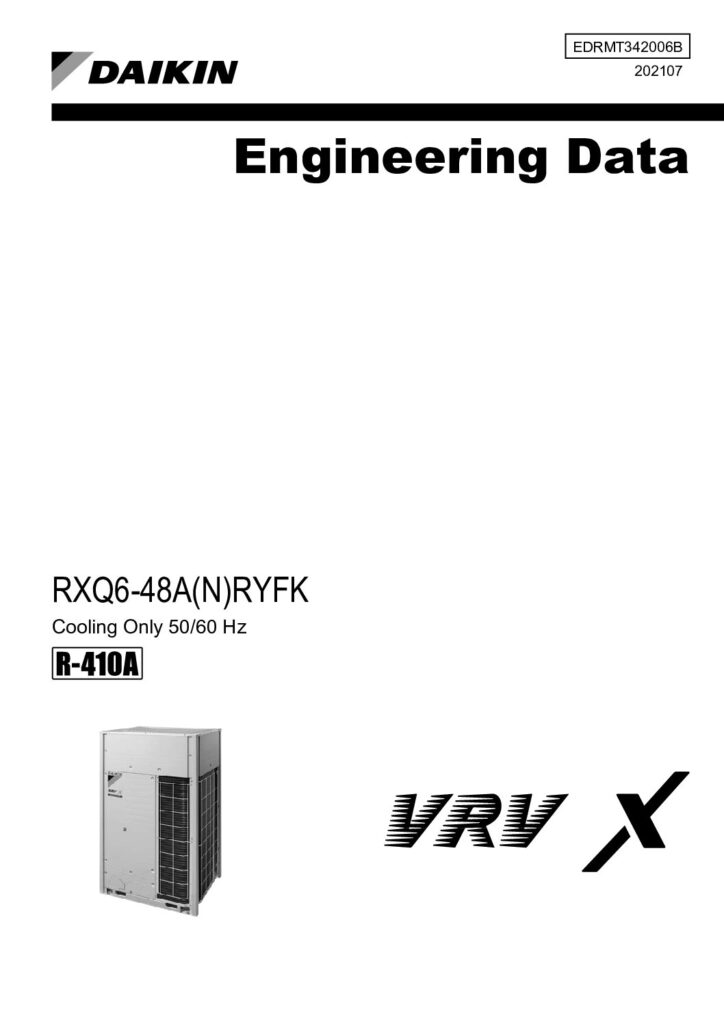 Daikin RXQ-ARYFK VRV X engineering data book cover