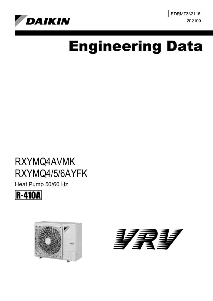 Daikin RXYMQ AVMK and AYFK engineering data book cover